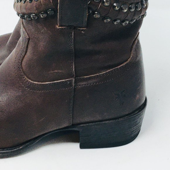 Frye Ankle Boots Leather Studded Diana 7.5 - Picture 4 of 7